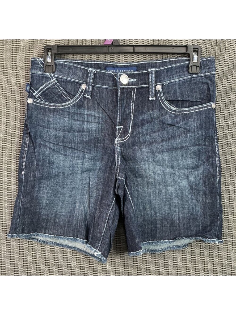 Rock & Republic Women's Dark Blue Denim Shorts Size 10 Cutoff Bumper shoot